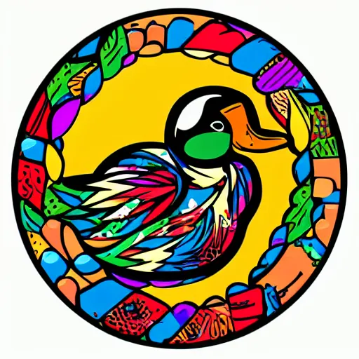 Image similar to portrait of a duck, sticker, highly detailed, colorful, illustration, smooth and clean vector curves, no jagged lines, vector art, smooth