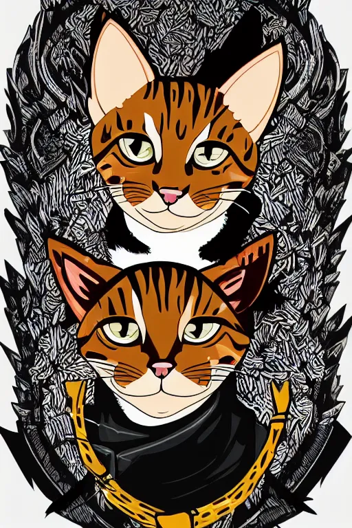 Prompt: A portrait of a kitten as evil warlord general, sticker, Anthropomorphized, portrait, highly detailed, colorful, illustration, smooth and clean vector curves, no jagged lines, vector art, smooth