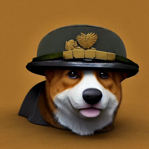 Image similar to “corgi dressed as a wwii general” 4k, HD, octane render