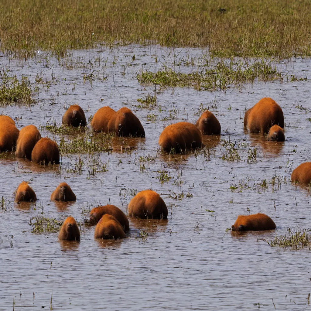 Image similar to capybaras in wetland engulfed in fire