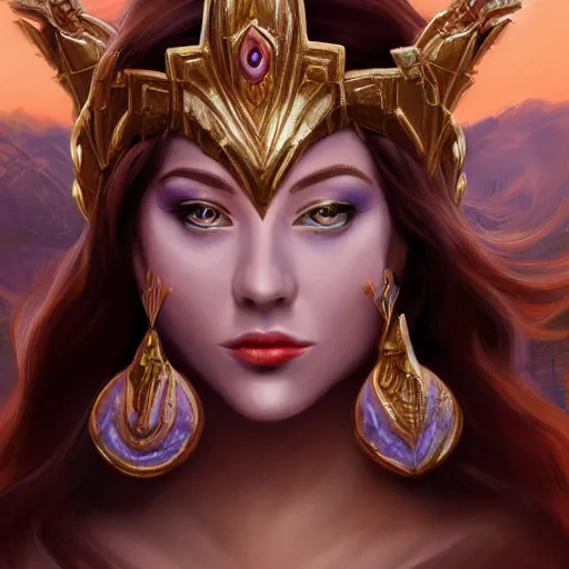 Prompt: Fantasy digital painting of a beautiful goddess. Fantasy art, MTG art, trending on Artstation, highly detailed