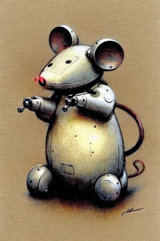 Image similar to (((((1950s retro robot mouse. muted colors.))))) by Jean-Baptiste Monge !!!!!!!!!!!!!!!!!!!!!!!!!!!!!!