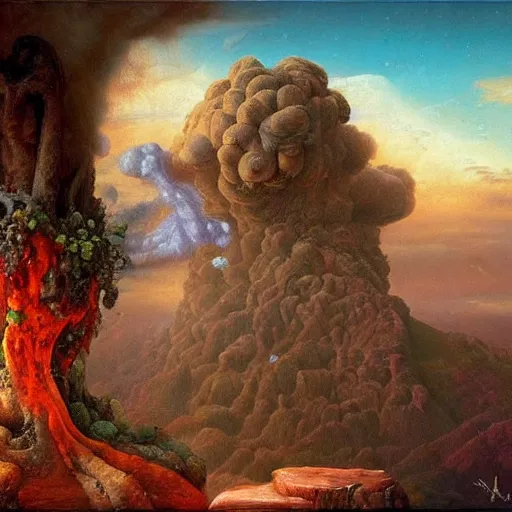 Image similar to paint surrealist 🌋🍄, ferdinand knab, high definition and detailed 4 k