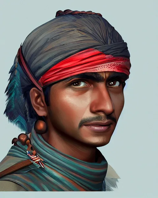 Prompt: A portrait of mragot robbit as an indian fighter, digital art, highly detailed, artstation, sharp, high quality