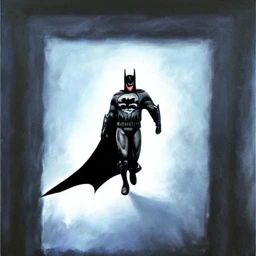 Image similar to Painting of a batman dark knight by Christopher Nolan oil painting