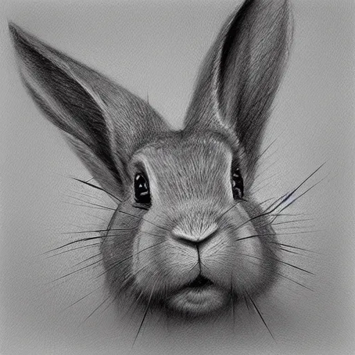 Image similar to rabbit face only, pencil drawing, pastel, by marc simonetti