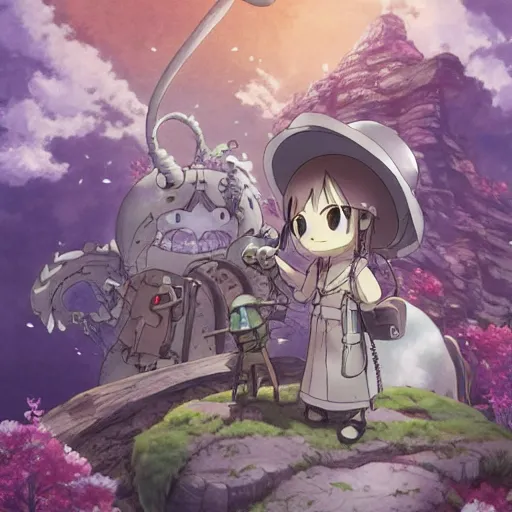 Image similar to made in abyss, fantasy art, fresh and bright illustration, animated film, by studio ghibli