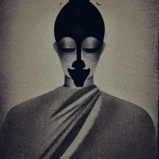 Image similar to symmetrical zen monk with steam from ears