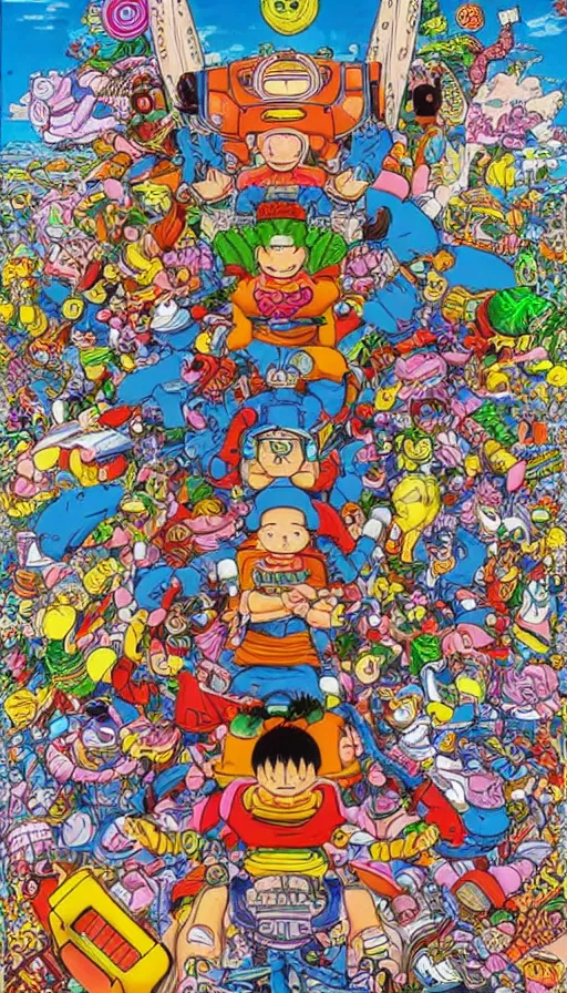 Image similar to psytrance artwork, by akira toriyama