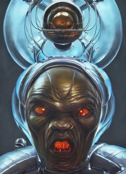 Prompt: portrait of Metaluna Mutant from This Island Earth (1955), highly detailed, centered, solid color background, digital painting, artstation, concept art, smooth, sharp focus, illustration, Basil Gogos, Joseph Christian Leyendecker, Les Edwards, Ed Repka, WLOP, Artgerm