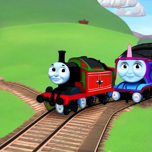 Image similar to thomas the tank engine in a my little pony episode