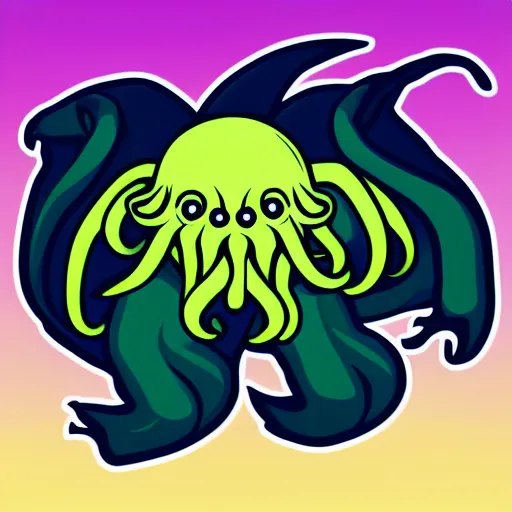 Image similar to cthulhu as ☺ emoji, telegram sticker design, flat design, glossy design, white outline