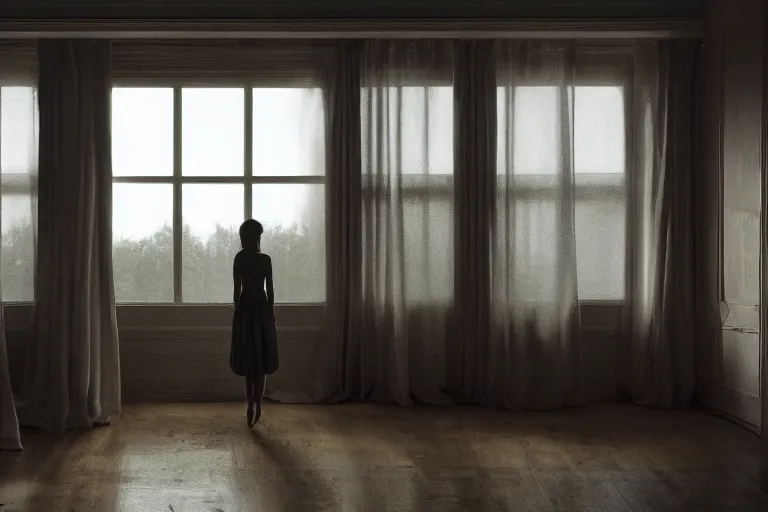 Image similar to vfx movie scene sleep paralysis night, a monster outside the extravagant bedroom window, natural lighting by emmanuel lubezki