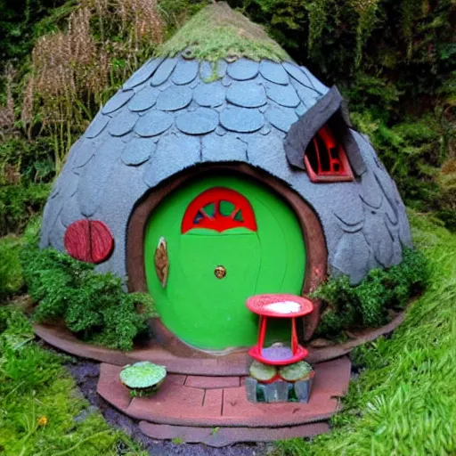 Prompt: alice and wonderland themed hobbit house