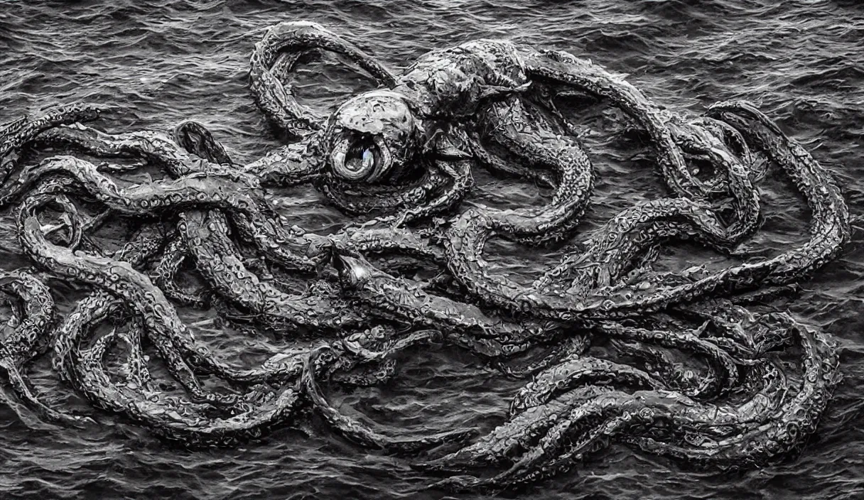 Image similar to kraken in the middle of the sea, hd, hdr, 8 k