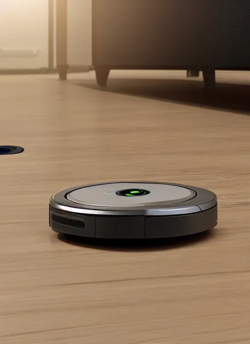 Image similar to A Roomba with a four robot spider legs, 3D Product, professional render, studio quality, octane render