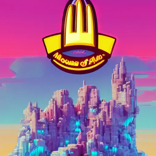 Image similar to mcdonald in kingdom of atlantis. fine art, trending on artstation, smooth draw synthwave neon,