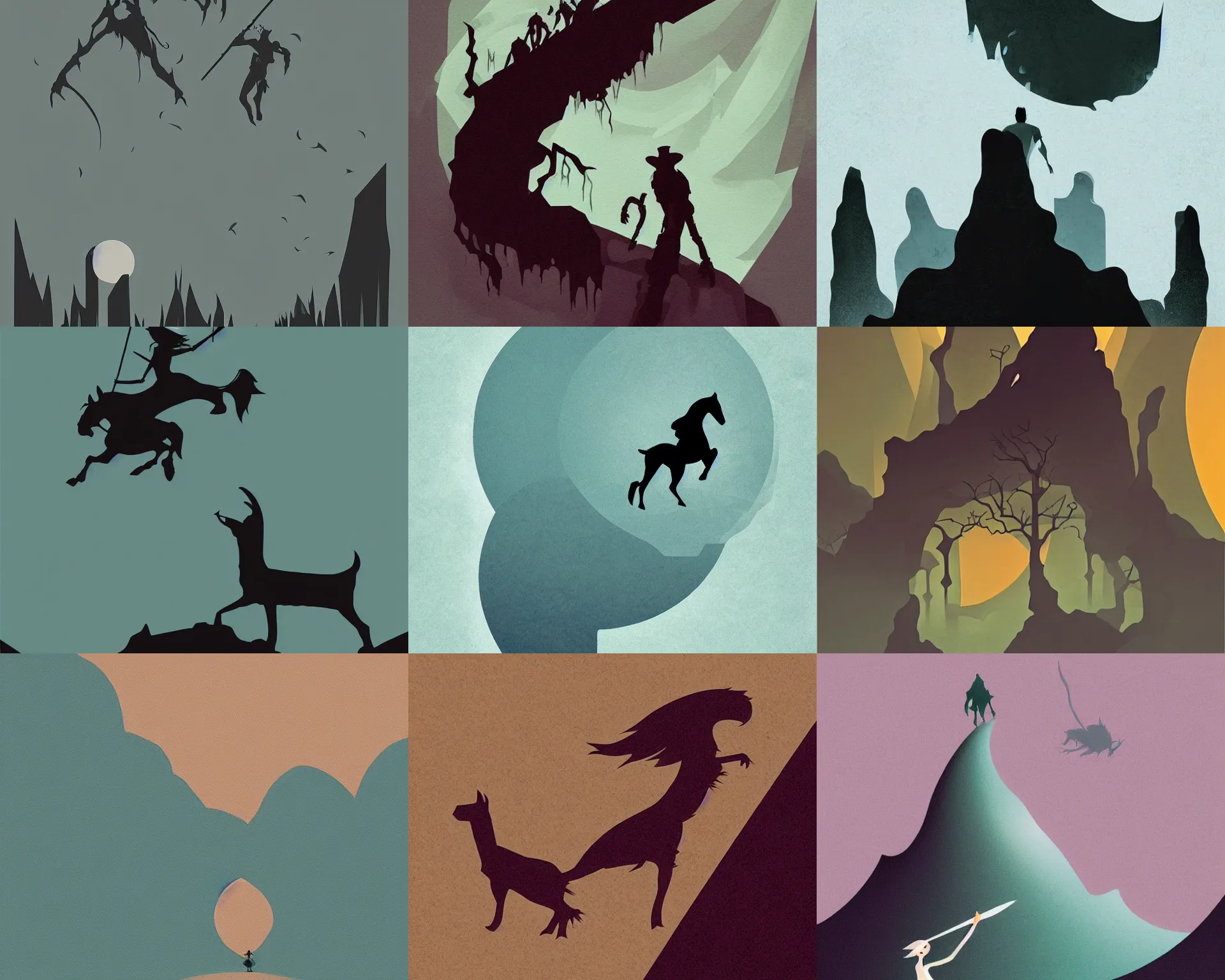 Prompt: fantasy illustration. minimalist. solid colors. epic composition.