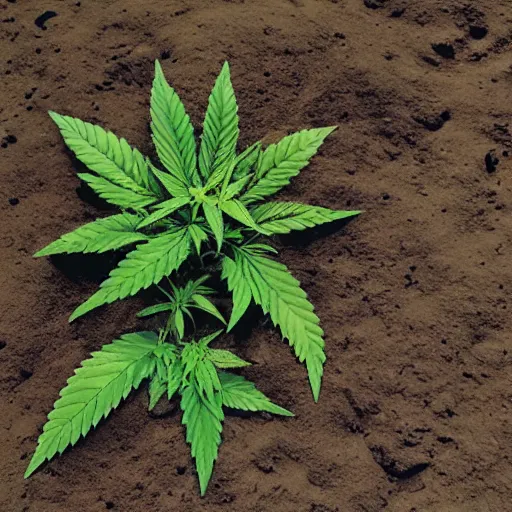 Prompt: weed plants growing on the moon