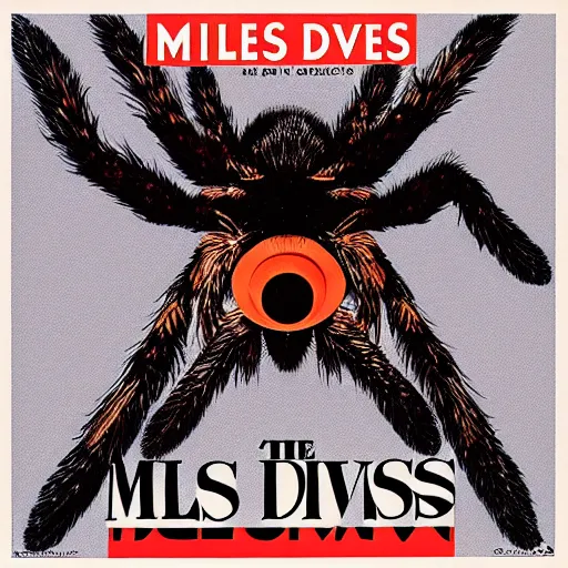 Image similar to miles davis album cover featuring a big hairy spider