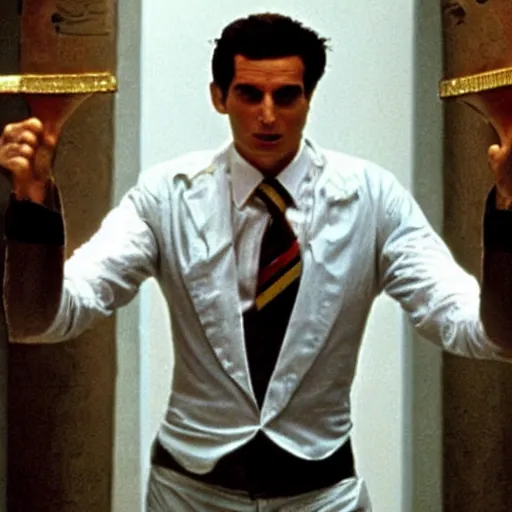 Image similar to Patrick Bateman as an egyptian Pharaoh