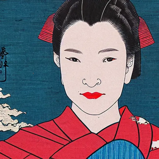 Image similar to ukiyo-e portrait of cate blanchett