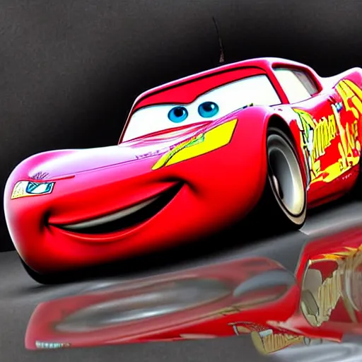 Image similar to Lightning McQueen from cars, photorealistic, hyper detailed, photograph