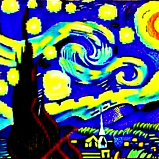 Image similar to photo of a giant shouting ( ( stay puft marshmallow man ) ) in the style of starry night by vincent van gogh intricate detail, low angle, blockbuster ghostbusters movie