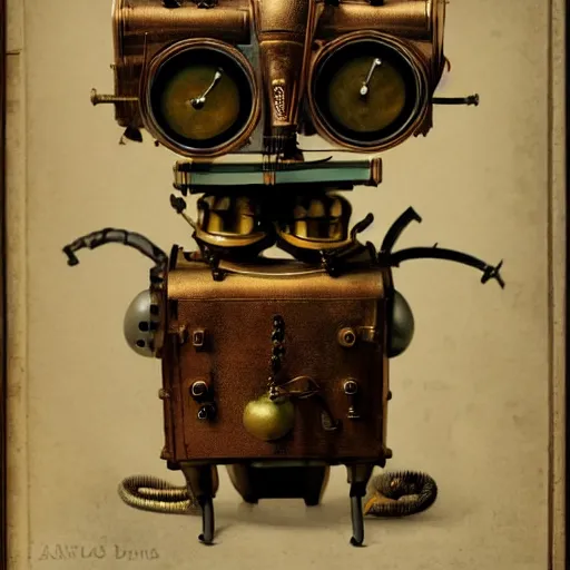 Image similar to portraits of an anthropomorphic steampunk robots by Louis Daguerre