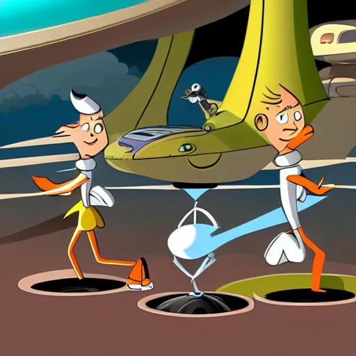 Prompt: the jetsons in real life 4 k artstation