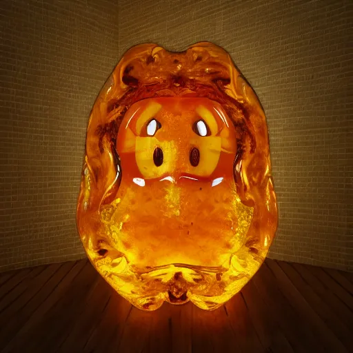 Image similar to living blob made out of amber, hd