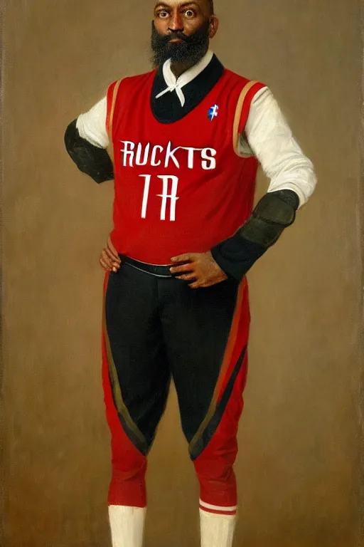 Prompt: full body portrait of the dictator of the houston rockets, 1 8 8 9, in full military garb, oil on canvas by william sidney mount, trending on artstation