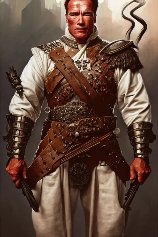 Image similar to arnold schwarzenegger as a member of the teutonic order, fantasy, intricate, elegant, artstation, concept art, smooth, sharp focus by huang guangjian and gil elvgren and sachin teng, 8 k