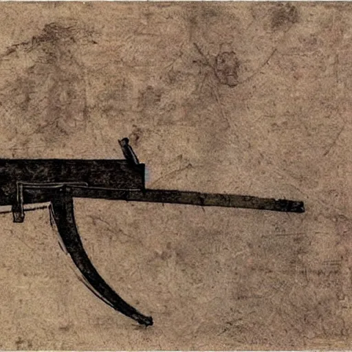 Image similar to An AK-47 design by Leonardo Da Vinci.