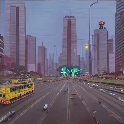 Image similar to avenida paulista by simon stalenhag