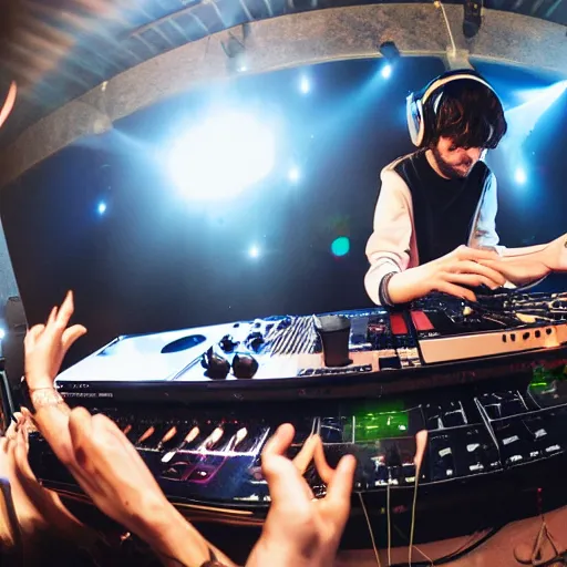 Image similar to dj madeon playing a live show on the surface of the sun