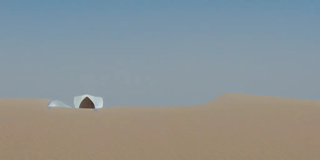 Image similar to real white honeycomb organic building sitting on the dune desert, film still from the movie directed by denis villeneuve aesthetic with art direction by zdzisław beksinski, telephoto lens, shallow depth of field