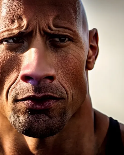 Prompt: film still close - up shot of dwayne johnson as a mime. photographic, photography