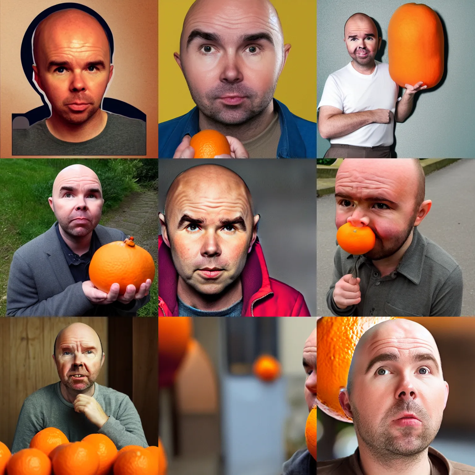 Prompt: Karl Pilkington as an orange