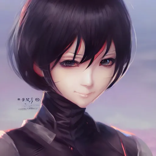 Image similar to beautiful anime girl art by yan gisuka, JeonSeok Lee, artgerm, Ross draws, zeronis, Chengwei Pan on artstation #short hair #black hair