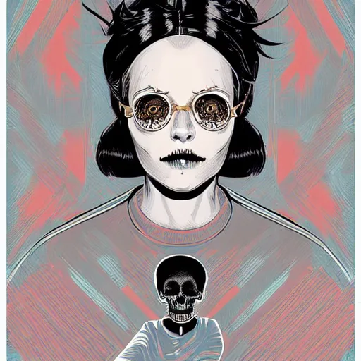 Image similar to portrait skull girl by petros afshar, tom whalen, laurie greasley, jc leyendecker and singer sargent