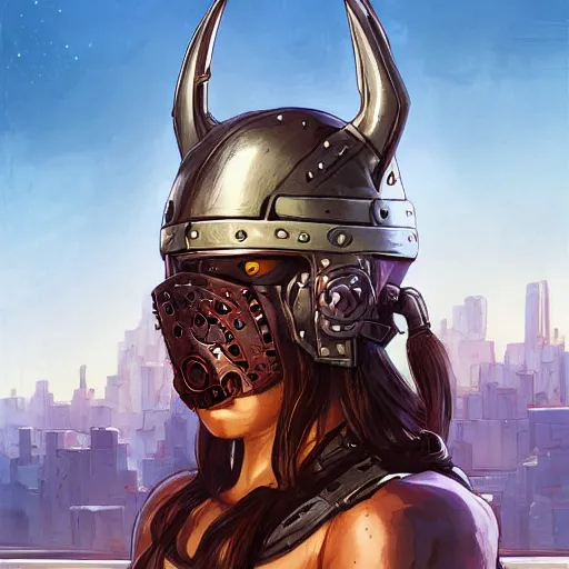 Image similar to cyberpunk viking helmet mask warrior goddess robot ninja fantasy, art gta 5 cover, official fanart behance hd artstation by jesper ejsing, by rhads, makoto shinkai and lois van baarle, ilya kuvshinov, ossdraws