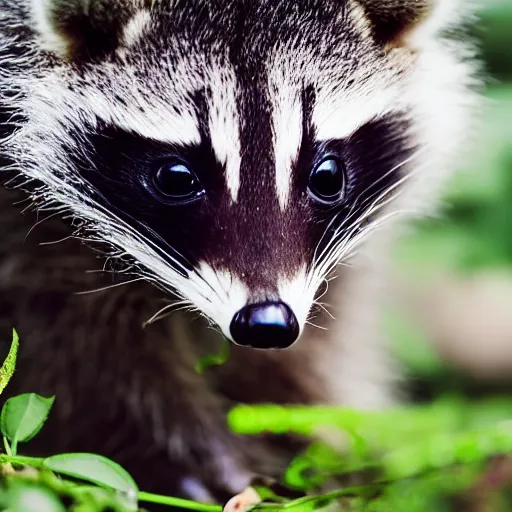 Image similar to a cute baby raccoon together with a white sneaker shoe with its laces undone, highly detailed, award winning, national geographic wildlife photo, bokeh, 5 0 mm f 1. 4, soft lighting