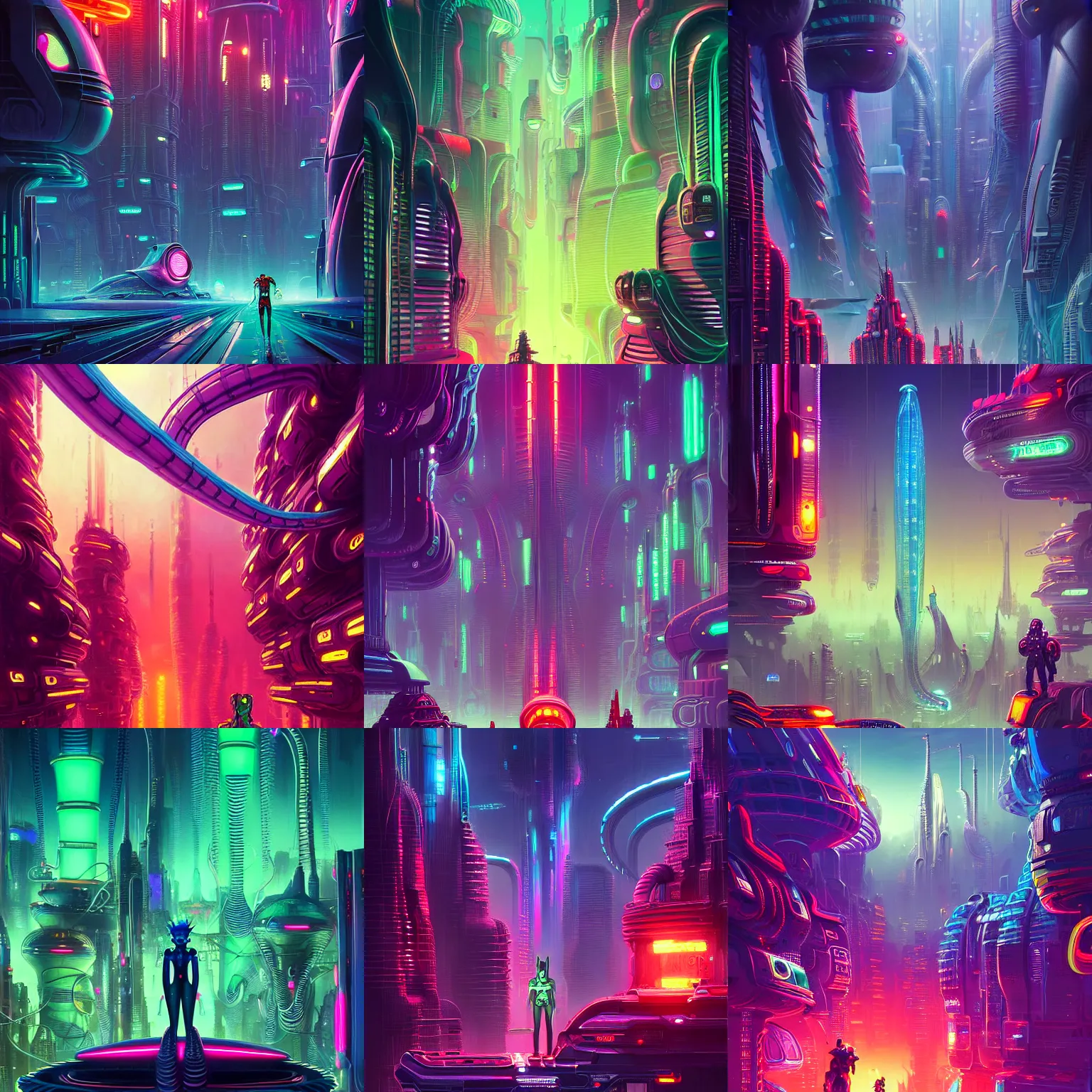 Futurama Heroes Inside An Scifi Tentacles Wires Stable Diffusion 