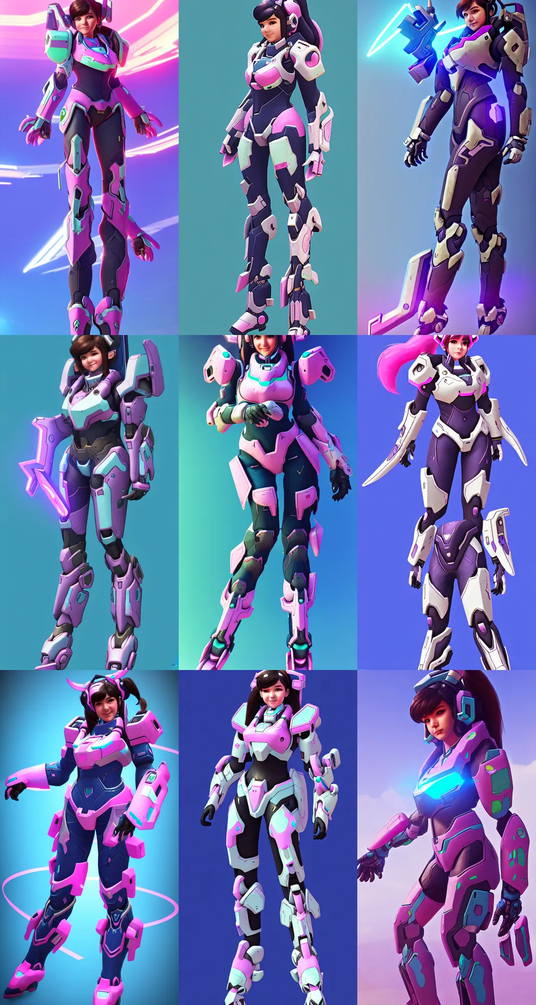 Prompt: character design d. va from overwatch!! in a spartan mjolnir mkv armor from halo akimbo. halo 3 poster style background. render style. 8 k. realistic. art station by sung choi and eric pfeiffer and gabriel garza and casper konefal