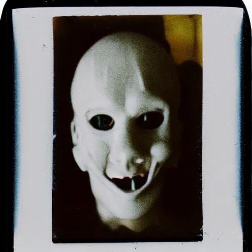 Image similar to a man with subtly distorted facial features, creepy, scary, nightmare fuel, distressing, unsettling, uncanny valley!!!, old polaroid, expired film,