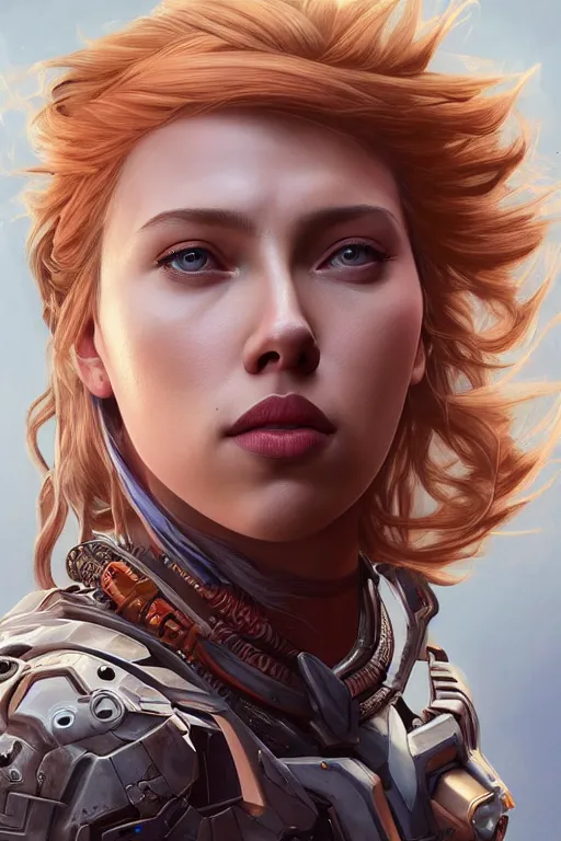 Prompt: symmetry!! portrait of scarlet johansson in the style of horizon zero dawn, machine face, intricate, elegant, highly detailed, digital painting, artstation, concept art, smooth, sharp focus, illustration, art by artgerm and greg rutkowski and alphonse mucha, 8 k