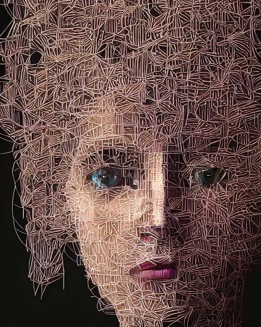 Image similar to portrait of a woman made of needles. intricate abstract. intricate artwork. by tooth wu wlop beeple dan mumford. trending on artstation