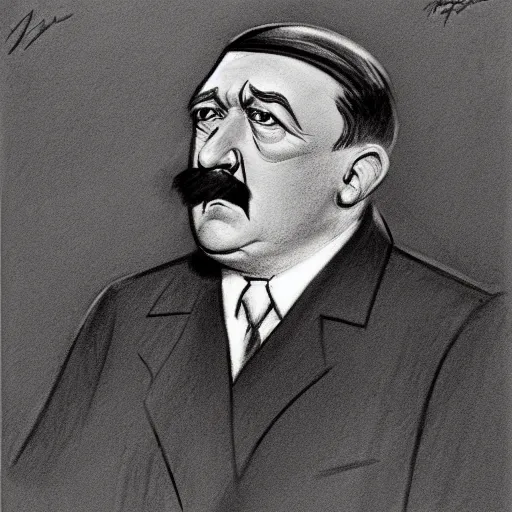 Image similar to milt kahl pencil sketch of adolf hitler