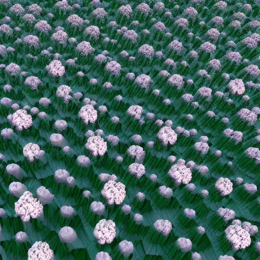 Image similar to a flowering alien landscape in the style of origami, 8 k, unreal engine, zbrush,